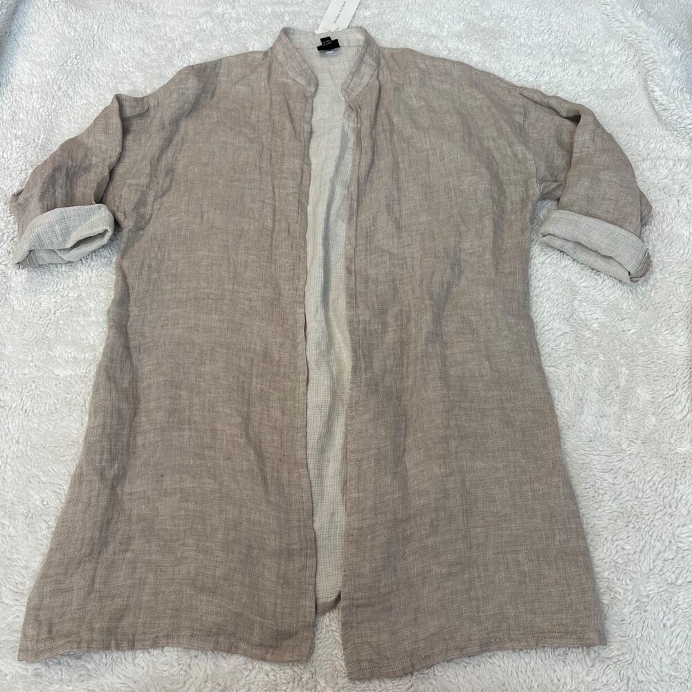 Eileen Fisher Womens Beige Irish Linen Duster S Minimalist Preppy Work Business